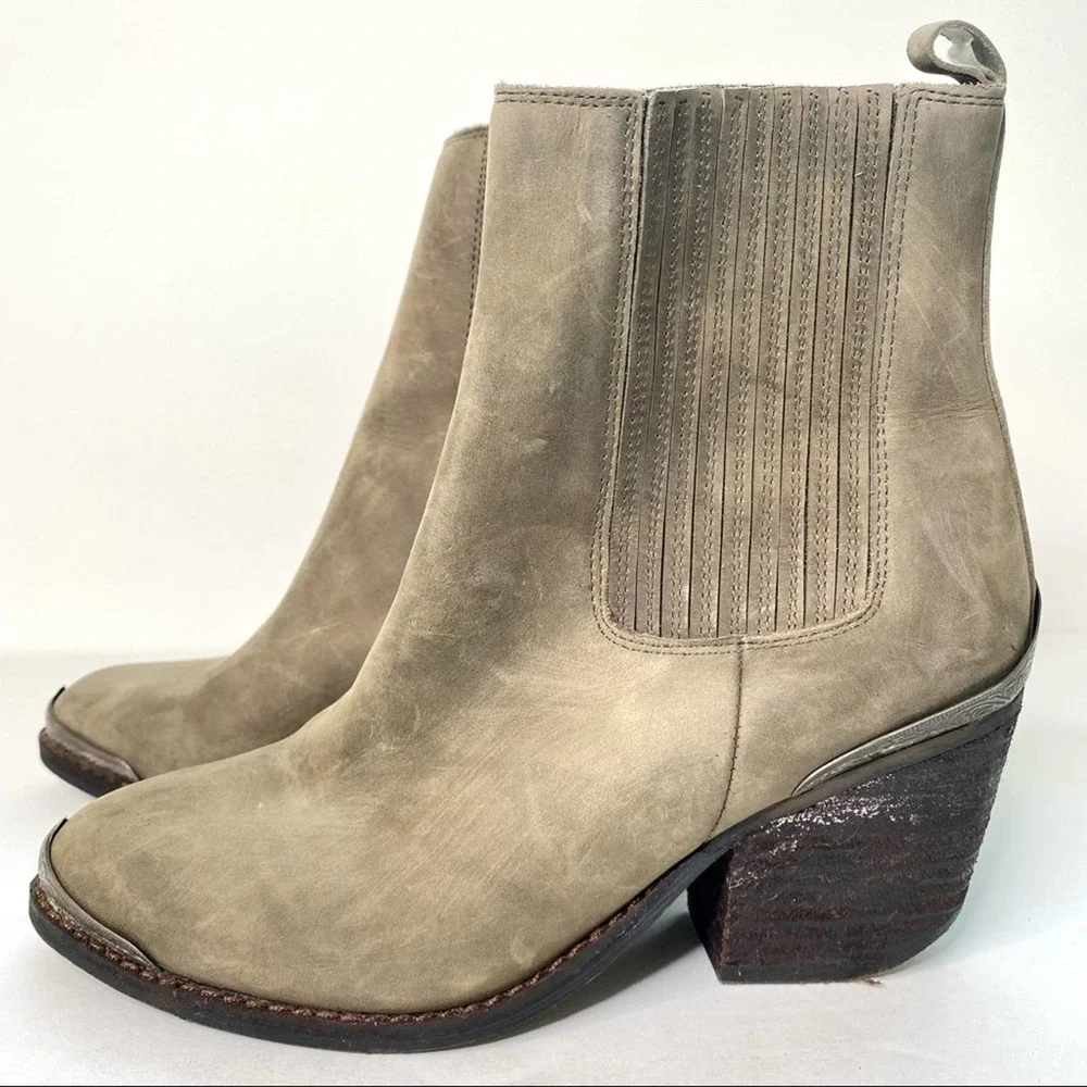 Jeffrey Campbell Bentley 2 Western Leather Bootie Gray - Picture 3 of 5